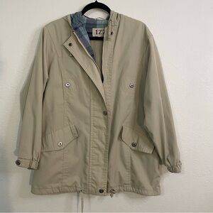 IZZI Women's Beige Utility Jacket size M hooded thick winter jacket layering